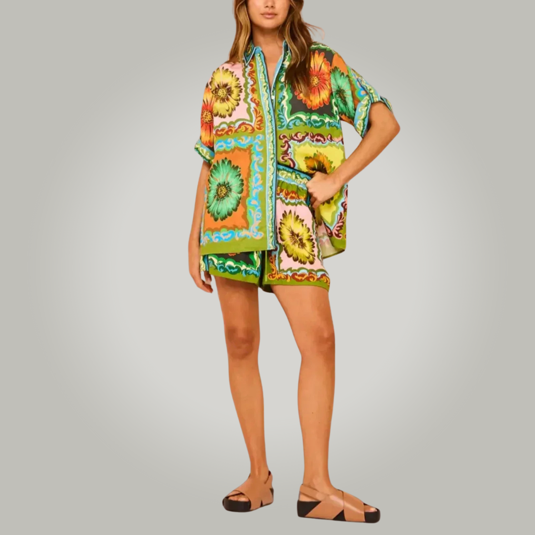 Maya™ | Completo floreale in cotone premium per l'estate